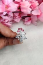 Beautiful AD Flower Designer Finger Ring - Image 2