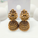 Antique Gold Lakshmi Temple Jhumka Earrings