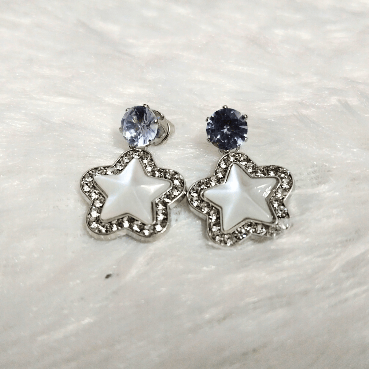Star-2.png Pearl & Crystal Stud Earrings (Star) - Image 1
