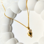 Gold Star Pendant Necklace with Crystal Accents