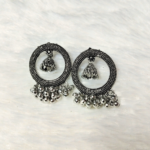 Traditional Oxidized Silver Hoop Jhumka Earrings