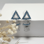 Elegant Blue Crystal Triangle Jhumka Earrings